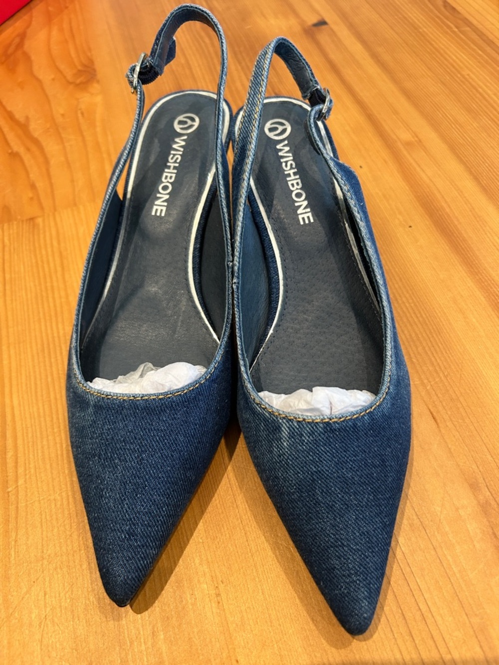 Wishbone Odette Jeans Kitten Heel Slingbacks